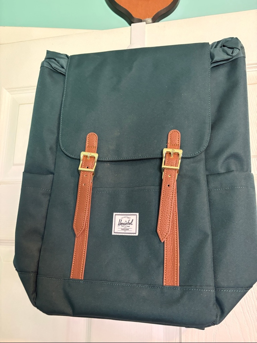 Herschel Supply Company Teal Backpack with Brown Straps